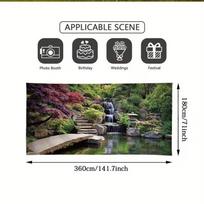 2D Flat Printing Nature Backdrop, Japanese Zen Garden Waterfall Photography Background for Events 47.2x31.5inch/120*80cm