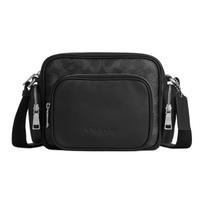 Coach Fletcher 20 Logo Coated Canvas Crossbody Bag Small Men Bags Black CEA25-SVYZK Basic Set (Bag+Dust Bag)