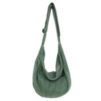 Corduroy Casual Homeless Bag, Student Shoulder Crossbody Bag Solid Color Women Large Capacity Shopping Messenger Bag School Bag 40cmx17cmx33cm žalia