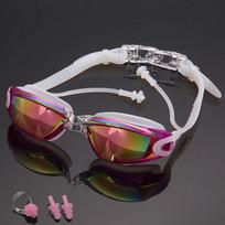 Waterproof Glasses Swimming And Antifog Colorful Plating Small Mirror Racing Swim Set Glasses rose red