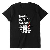 THINK OUTSIDE THE BOX Retro Funny English Printed Tshirt Unisex Loose Niche Symbol Pure Cotton Y2K Harajuku Tee M