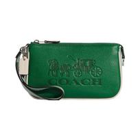 COACH Nolita 19 Pebble Carriage Print Zipper Leather Mahjong Bag Underarm Bag Shoulder Bag Wrist Bag Small Women’s Green žalia