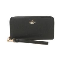 COACH Zip Around 20 Zippered Long Leather Wallet Clutch Women's Black Gold juoda