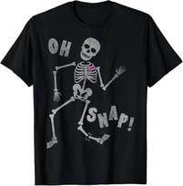 Halloween Oh Snap Skeleton Broken Leg T- Shirt L