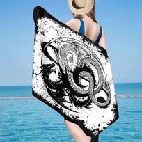 Yin Yang Dragons Beach Towel, Super Soft Microfiber, Gift for Her/Him, Birthday, for Pool, Beach, Travel, Home Decor Fan gifts 70cmx140cm(27x55inch)