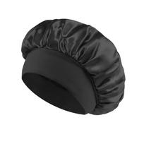 1Pcs New Silk Satin Bonnet, Wide Brim Sleeping Hair Bonnet with Soft Elastic Band, Soft Sleep Cap for Women Men Curly Hair One Size juoda