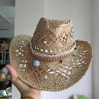 Cowboy hat fashion hollow out western cowboy hand woven hard summer sapphire accessories neutral Cowboy hat sun hat sombrero cow M55-58cm