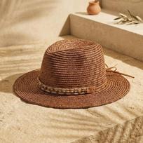 USPOP Vintage Brown Panama Straw Hat for Women Summer Beach Vacation Sun Hat 55-57 cm adjustable tamsiai ruda spalva