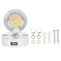 LED skaitymo lemputė kemperiui, su liečiamu pritemdymo jungikliu, USB jungtimi, tvirtinama prie sienos, automobilio interjero apšvietimas karavanui, kemperiui sidabras/balta