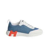 (w) Hermes Bouncing Bėgimo Bateliai Chevron Džinsinis Suede Ožkos Oda & Šviesiai Mėlyna Balta 37.5W