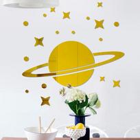 3D Mirror Wall Sticker Acrylic Star Moon Planet Mirror Mural Acrylic Decals Bathroom Mirror Wall Stickers For Kids Room Decor auksas