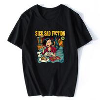 Sick Sad Pulp Fiction Men T-shirt Harajuku Streetwear Cotton Camisetas Hombre Men Quentin Tarantino Funny Cool T Shirt S