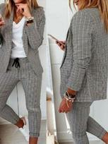 Women's Temperament Cardigan Pocket Casual Wide-leg Pants Set XXXL