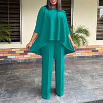 Women 2 Pieces Pant Sets Spring Autumn Solid Blouse Long Sleeve Outfits Trousers Loose Elegant Female Suits S žalia