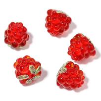 2pcs Raspberry Lampwork Beads Cute Fruit Grape Glass Loose Beads For Jewelry Making DIY Bracelets Necklace Earrings Accessories raudona