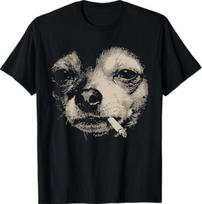 Smoking Chihuahua Meme Funny Dog Face Y2K Grunge Dog T-Shirt 4XL