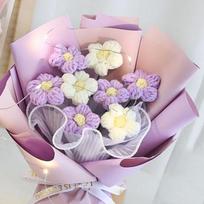 Crocheted Handmade Bear Flower Bouquets Hand-Woven Rose Flower Bouquets Finished Producted Valentine Day Girlfriend Lovers Gift
