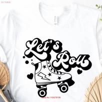 Let's Roll T Shirt Fun Roller Skate Skates Vintage Ringer Summer Derby vintage Washed Casual Versatile Comfortable homme S įvairiaspalvis