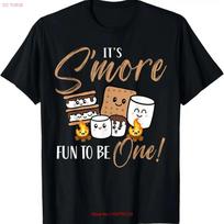 Birthday Campfire Marshmallow It's S'more Fun To Be One 1st T Shirt for Dad vintage Washed Stylish streetwear Casual homme S įvairiaspalvis