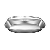 Stainless Steel Serving Plate Easy Cleaning Multipurpose Fish Steamping Tray with Double Handle for Kitchen Food Preps 1