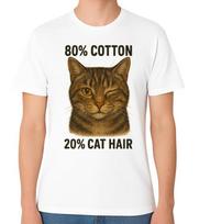 Cat 80% Cotton 20% Hair Funny Cat Lover Unisex Graphic T-Shirt S įvairiaspalvis
