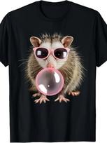 Opossum Bubble Gum T-Shirt | Lightweight Breathable, Crew Neck, Suitable for Outings and Casual Wear, Machine Washable, Vintage Style, Regular Fit S įvairiaspalvis