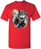 Howling Wolf Pack T-Shirt Wild Wilderness Animals Nature Moon Mens Tee Shirt S įvairiaspalvis