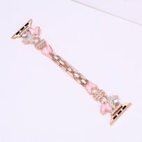 Butterfly Rhinestone Wristband for Apple Watch Series 1-10 Huawei 22MM rožinio aukso spalvos