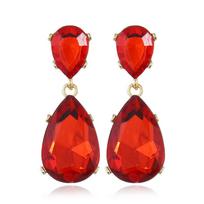 Diancha, fashion alloy crystal water drop pendant earrings, simple personalized earrings raudona