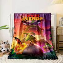 Cartoon characters interact with a bomb in a colorful, tropical setting. for all seasons blanket lunch break throw gift 80cm x 120cm