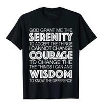 Serenity Prayer Alcoholics Anonymous 12 Step T-Shirt Cotton Unisex T Shirt Gift T Shirt Comfortable Wholesale S įvairiaspalvis