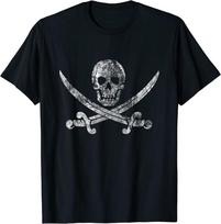 Vintage Pirate Skull Tee unisex marškinėliai S įvairiaspalvis