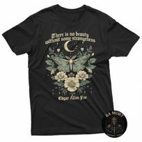 Dark Academia Aesthetic Edgar Allan Poe Moth Moon T-Shirt S įvairiaspalvis