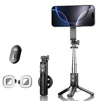 P08Y Pro F2 Portable Travel Selfie Stick Tripod Mini Phone Stand with Remote Control + 2 Fill Lights juoda