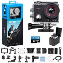 AKASO EK7000 Pro 4K Action Camera 256GB Memory External Microphone Image 40m Underwater HDMI Sports Dual 1350mAh Abundant Wearable Camera + Card, juoda