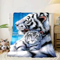 White Tiger Family Blanket Flannel Blanket for bed, sofa, Camping, Hiking, Picnic Essentials, gift for family Fan gifts 75x90cm