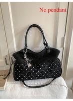 Vintage Polka Dot Women Drawstring Suede Shoulder Bags Large Capacity Ladies Travel Tote Korean Letter Female Crossbody Handbag