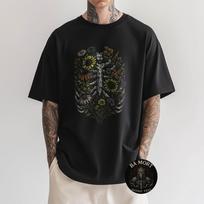 Skeleton Ribcage Wildflower Flowers Goth Death Dark Alt T-Shirt S įvairiaspalvis