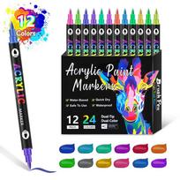 24/48/72 Colors Acrylic Paint Markers Dual-color Soft Tip Double Nib Markers Multipurpose Paint Pens DIY Crafts Making