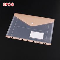 6 pcs Colorful Plastic Binder Folders Clear 11 Holes Punched Pockets A4 Snap Closure Label Loose-Leaf School oranžinė