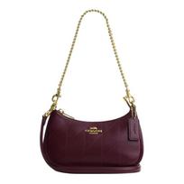 COACH Teri 20 Quilted Details Calf Leather Shoulder Crossbody Bag Small Women's Dark Burgundy raudona
