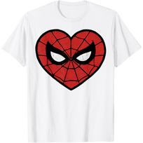 2026 Marvel SpiderMan Face Mask Heart Graphic Cotton Print Tshirts for Men Streetwear Fashion ShortSleeve Men Clthing S