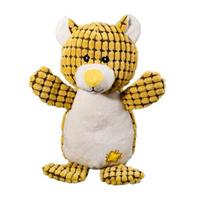 Pet Toy Bear Shape Bite-Resistant Plush Dog Cat Chew Toy with Built-in Sound Device Soft Interactive Play Stress Relief Toy geltona