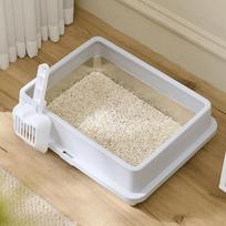 Open Top Pet Litter Box,Cat Toilet with Scoop,Cat Bedpan,Washable Cat Tray,Cat Sand