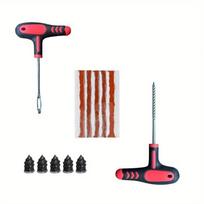 Tubeless Tire Repair Kit with Rubber Strips & Tools for Car Motorcycle - Emergency Puncture Plug Set for Auto Bike Garage