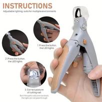 LED Light Pet Nail Clippers for Cats Dogs Nail Polishing Cleaning Grooming Supplies pilka spalva
