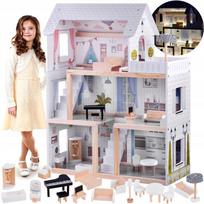 Drewniany Domek Dla Lalek W Stylu Boho Led Za4131