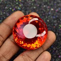 Lab Created 215.1 Ct Orange Topaz Round Cut Flawless Loose Gemstone For Gifting 38.3 mm oranžinė