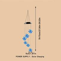 1pc Solar Blue Laser Disco Ball Wind Chime Lights Solar Powered 6 LED Waterproof Outdoor Decorative Lamp For Home Garden Decor