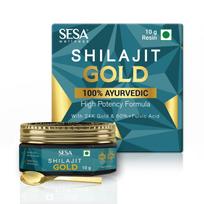 Sesa Shilajit Gold Resin 10g With 24k Gold Leaf 60% Fulvic Acid For Stamina Muscle Recovery Immunity Support Men’s Ayurvedic Supplement